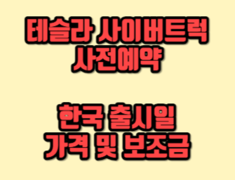  테슬라 사이버트럭 사전예약 한국 출시일 가격 및 보조금