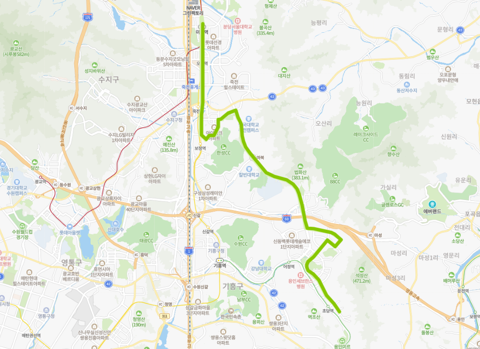  [마을]용인 810번버스 노선 정보 : 오리역, 미금역, 초당고, 동백고, 꽃메마을, 보정고