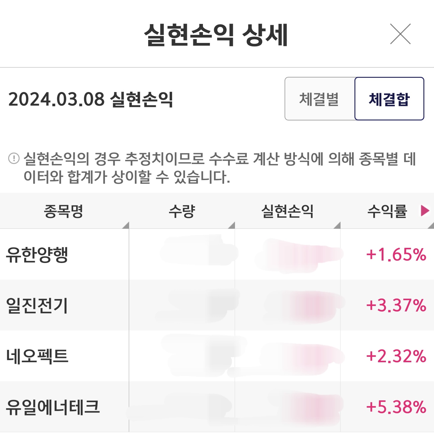 실현손익 캡쳐