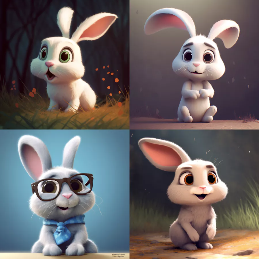 /imagine prompt: pixar art cute rabbit {--niji&amp;#44; --v 5) 결과 2