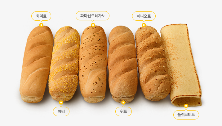 써브웨이 6가지 빵선택