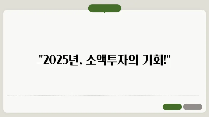 2025년 소액투자 추천!