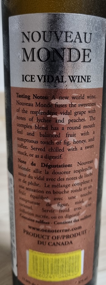 Nouveau Monde Ice Vidal Wine Tasting notes