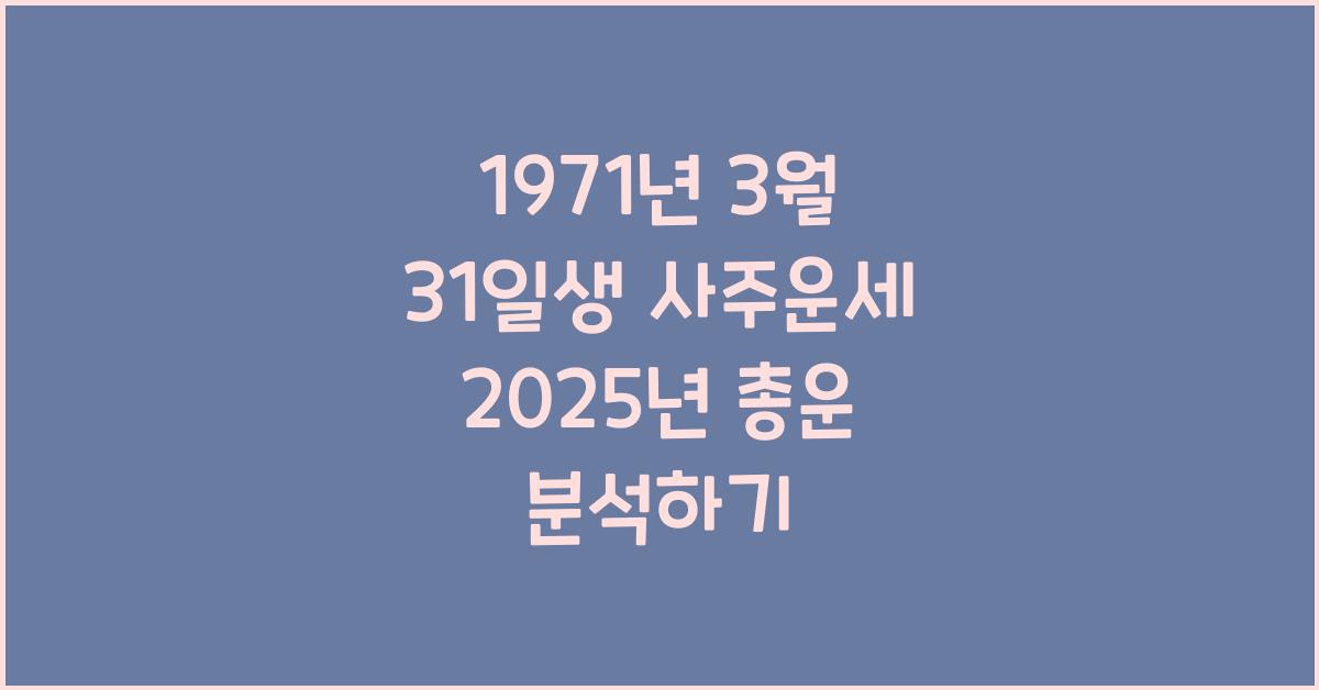 1971년 3월 31일생 사주운세  2025년 총운