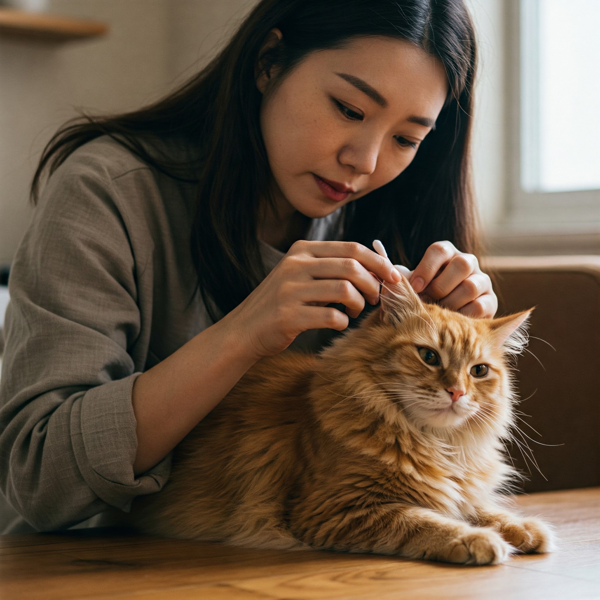 귀청소중인 고양이