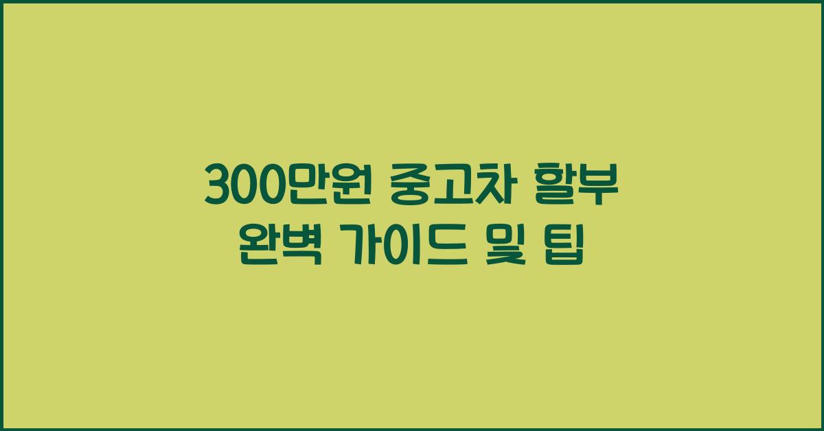 300만원 중고차 할부