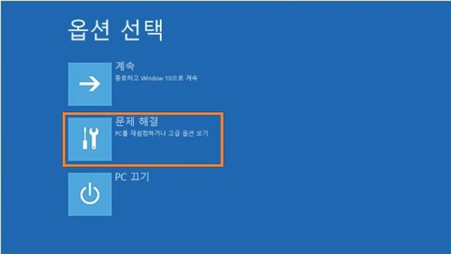 윈도우10, 옵션 선택