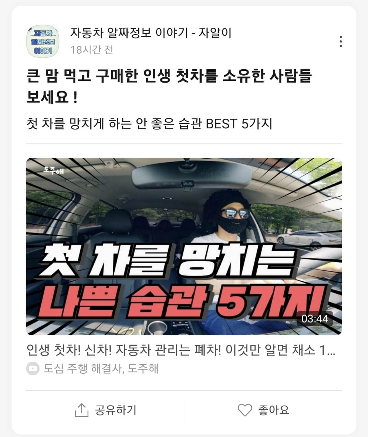 자알이 카톡 채널 게시물