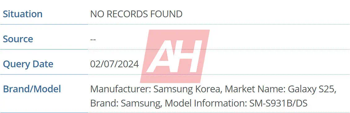 갤럭시 S25 글로벌향 데이터베이스