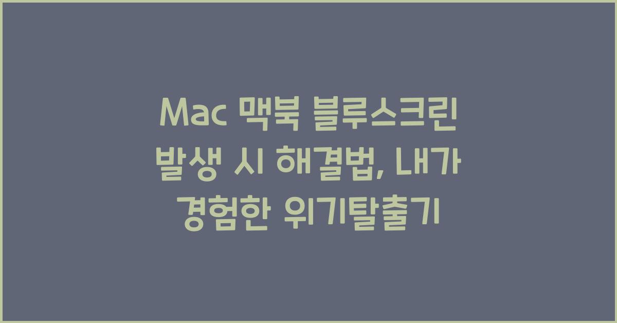 Mac 맥북 블루스크린 발생 시 해결법