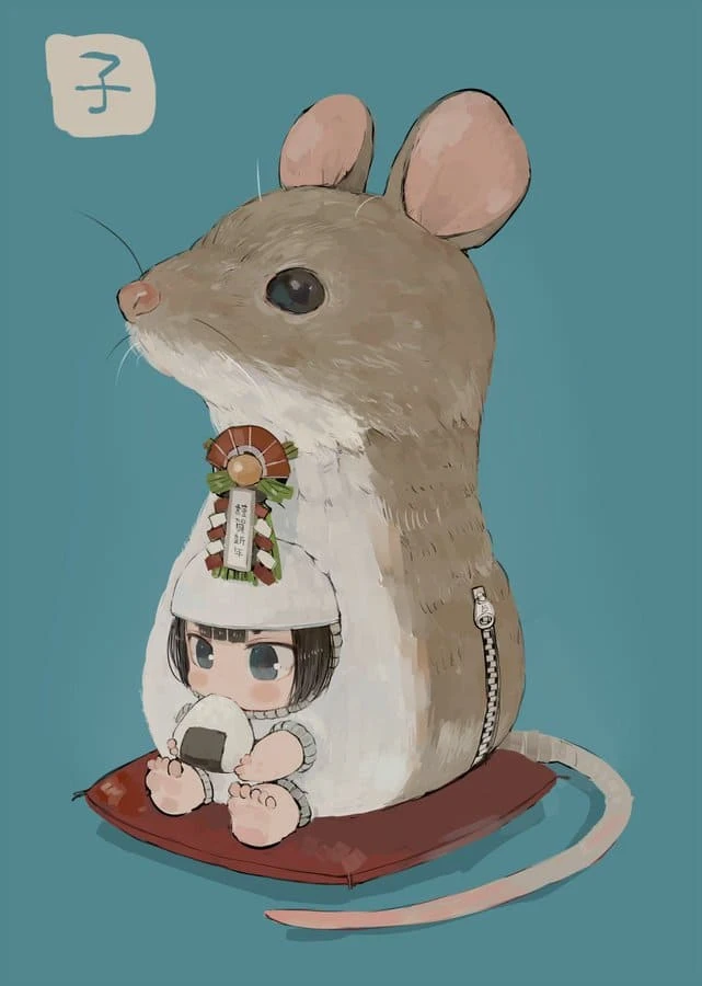 [픽시브/트위터] 귀여운 여자 캐릭터 일러스트 쥐