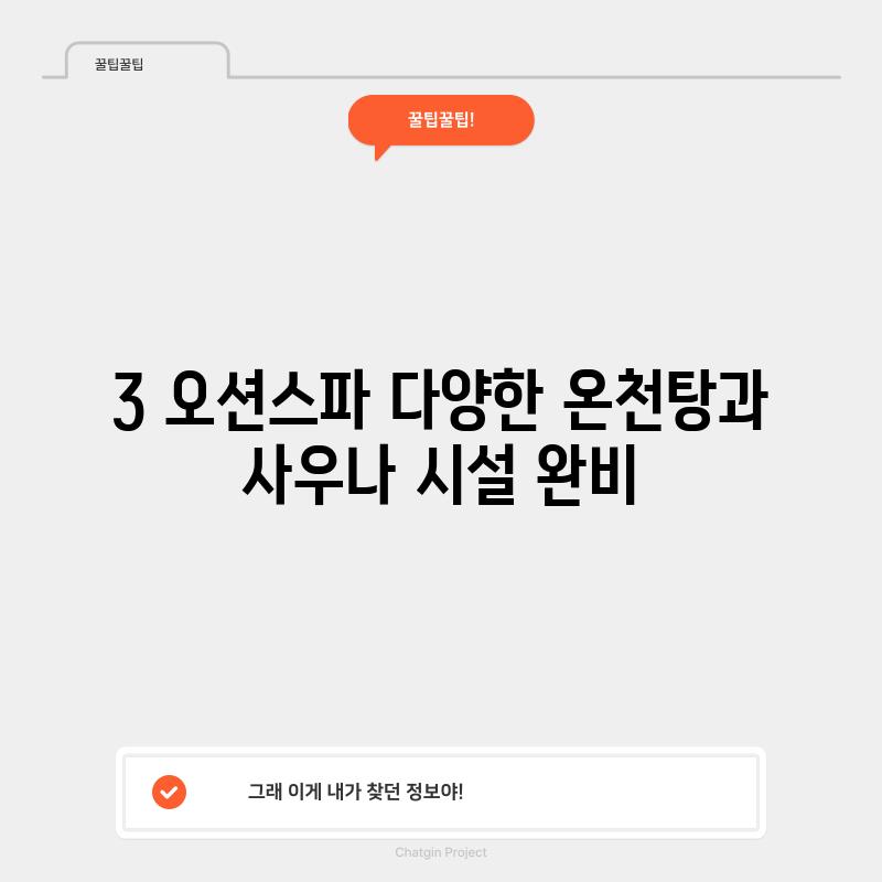 3. 오션스파: 다양한 온천탕과 사우나 시설 완비