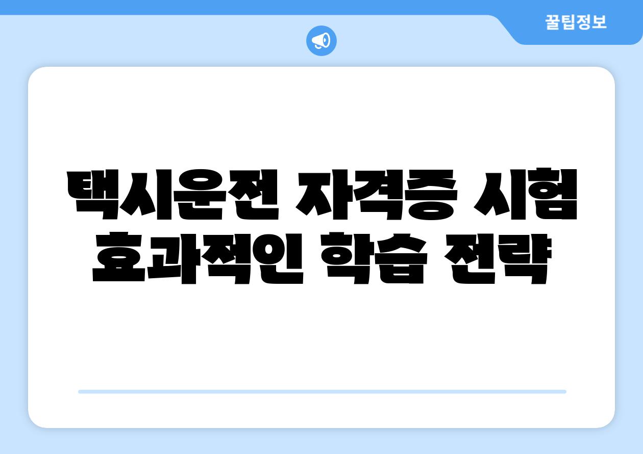 택시운전 자격증 시험 효과적인 학습 전략