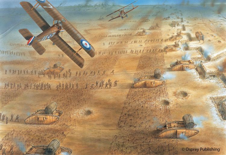 캉브레 전투 참호를 돌파하는 마크 전차