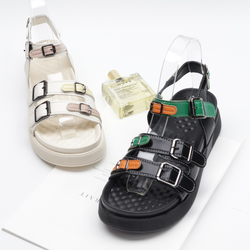  컬러 벨트장식 쿠션감 있는 5cm 샌들