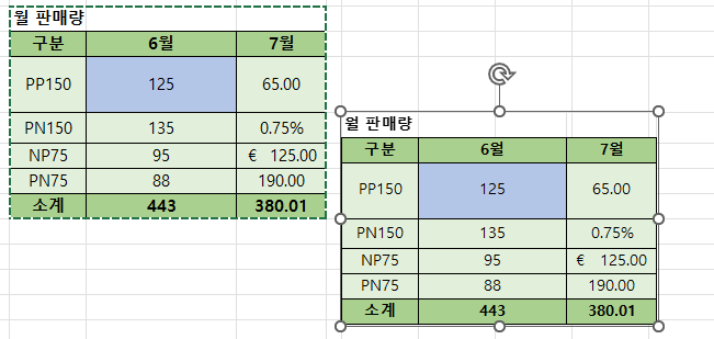 엑셀 그림으로 붙혀 넣기