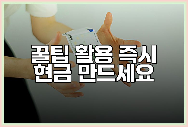 꿀팁 활용 즉시 현금 만드세요