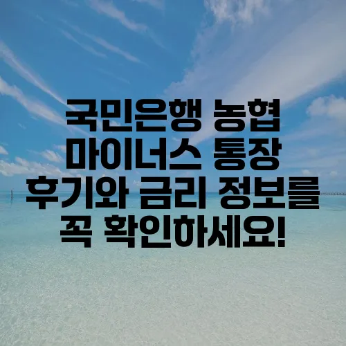국민은행 농협 마이너스 통장 후기와 금리 정보를 꼭 확인하세요!