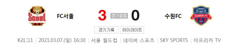  2021 K리그1 / 2라운드 - FC서울 대 수원FC (2021년 3월 7일 경기 하이라이트)