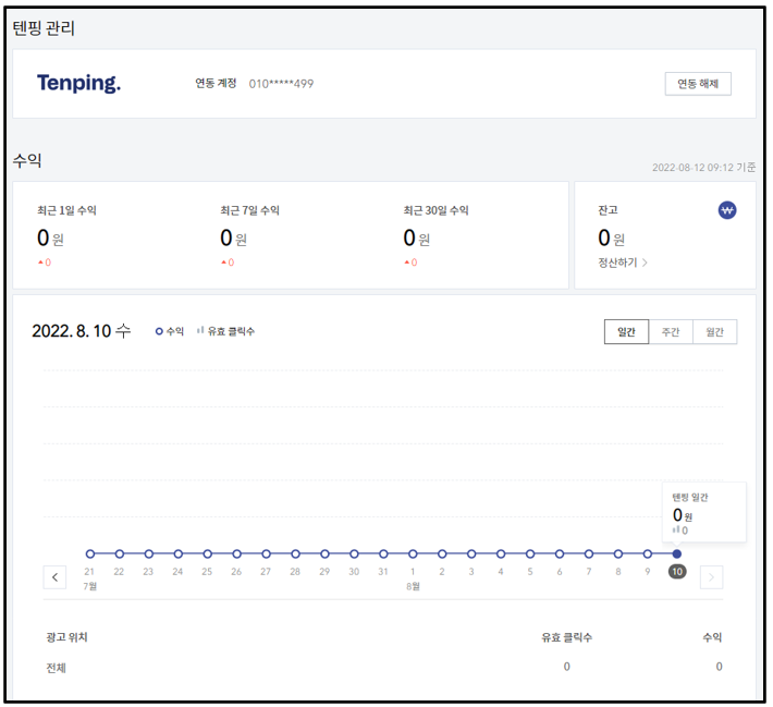 텐핑 수익