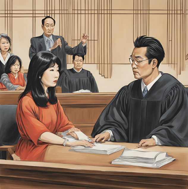 김민재 위자료 : 법정에서 앉아있는 판사