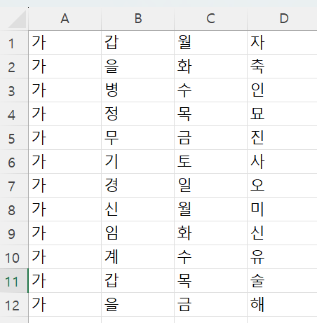 데이터 채우기 핸들 자동 채우기