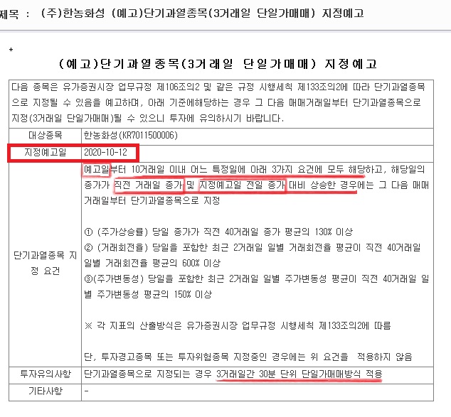  주식초보를 위한 단기과열과 3거래일 단일가 매매에 대한 쉬운 설명