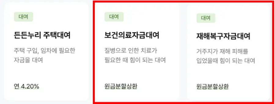무이자대여-종류
