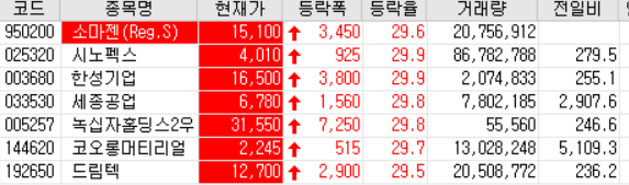  20.07.13 상한가 주식공부(소마젠/시노펙스/세종공업/드림텍 등)