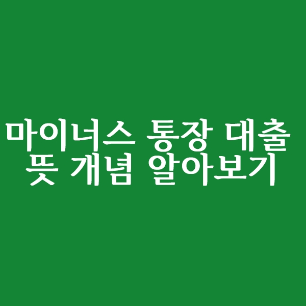  마이너스 통장 대출 뜻 개념 알아보기