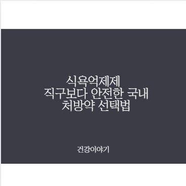 식욕억제제 직구보다 안전한 국내 처방약 선택법