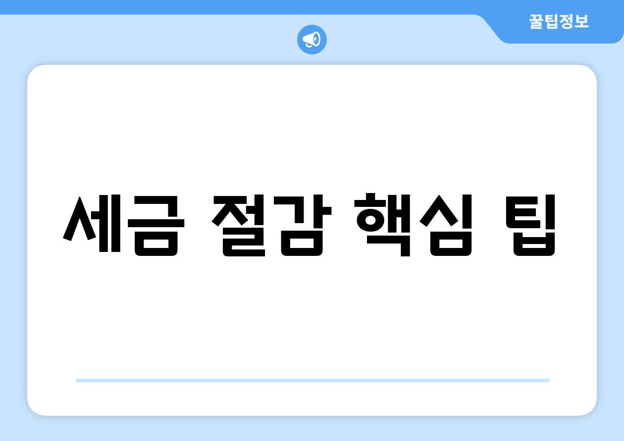 세금 절감 핵심 팁