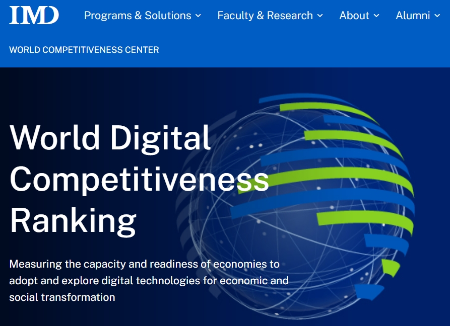  세계 디지털 경쟁력 평가 순위 World Digital Competitiveness Ranking 2023