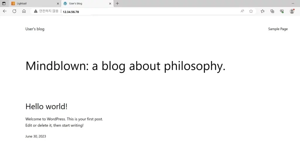 워드프레스 블로그 IP로 들어가기