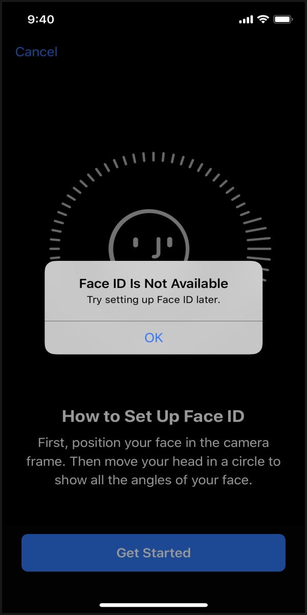 Face ID 작동 안됨