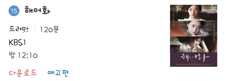 티비 방송편성표 2021년 12