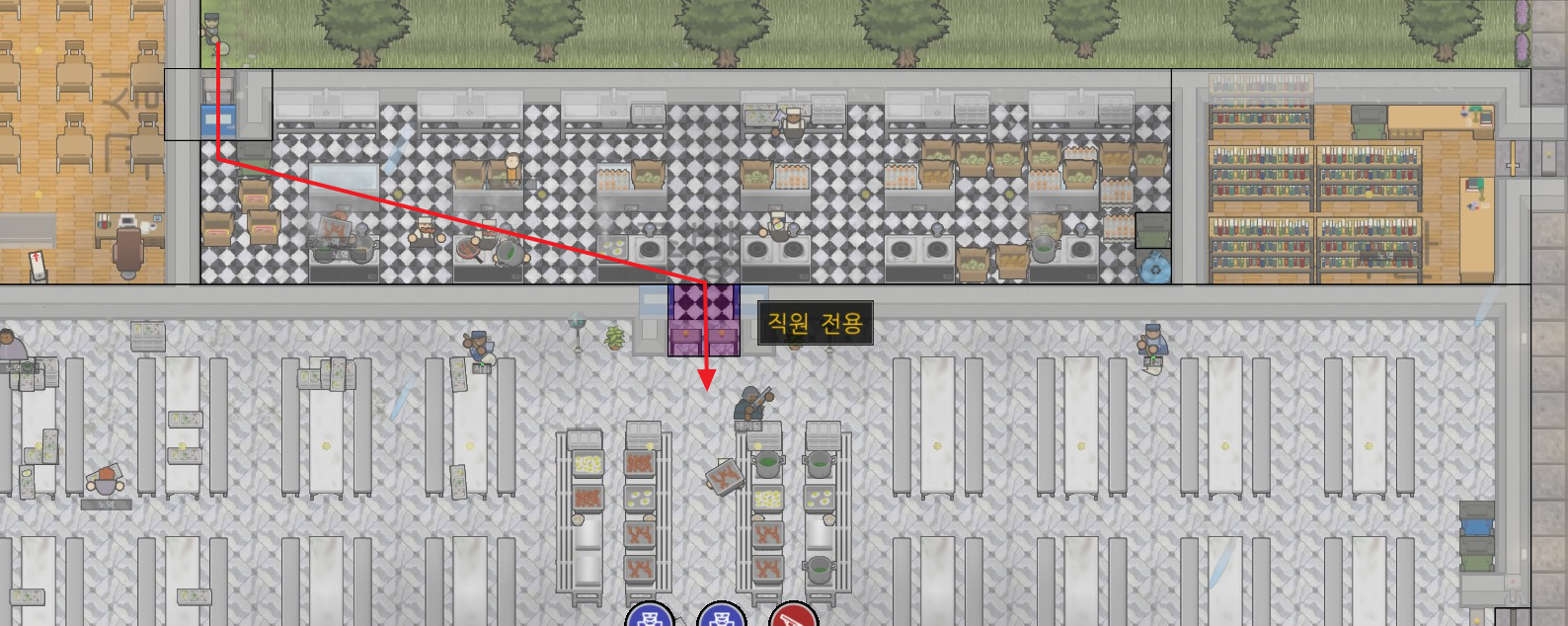 Prison Architect(프리즌 아키텍트)&#44; 주방과 식당 사이의 배치