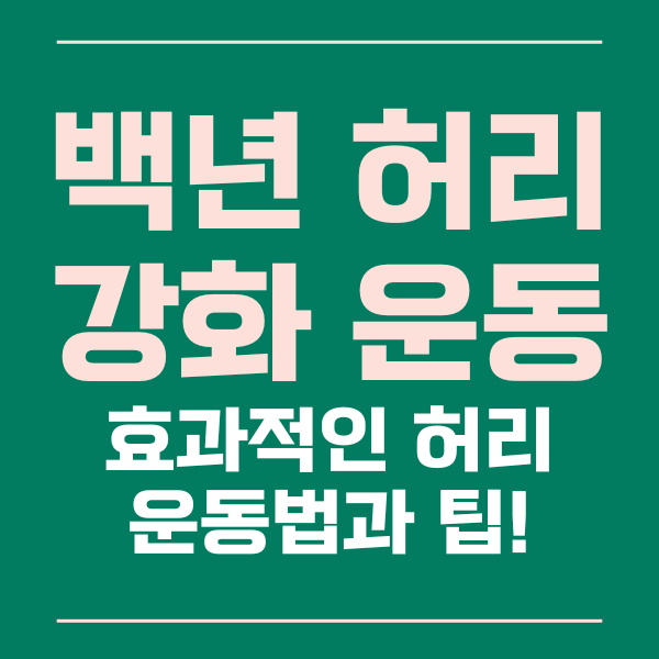  효과적인 백년 허리 운동법과 꿀팁들을 알려드립니다!