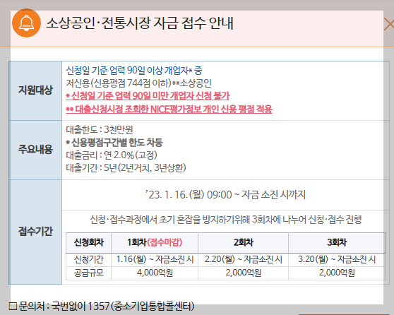  2, 3월 소상공인 대출! 소상공인전통시장자금 최대 3,000만원 지원, 대상/융자규모 및 조건 /신청방법