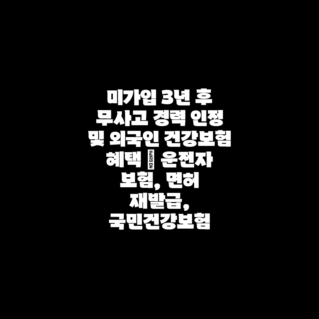 미가입 3년 후 무사고 경력 인정 및 외국인 건강보험 