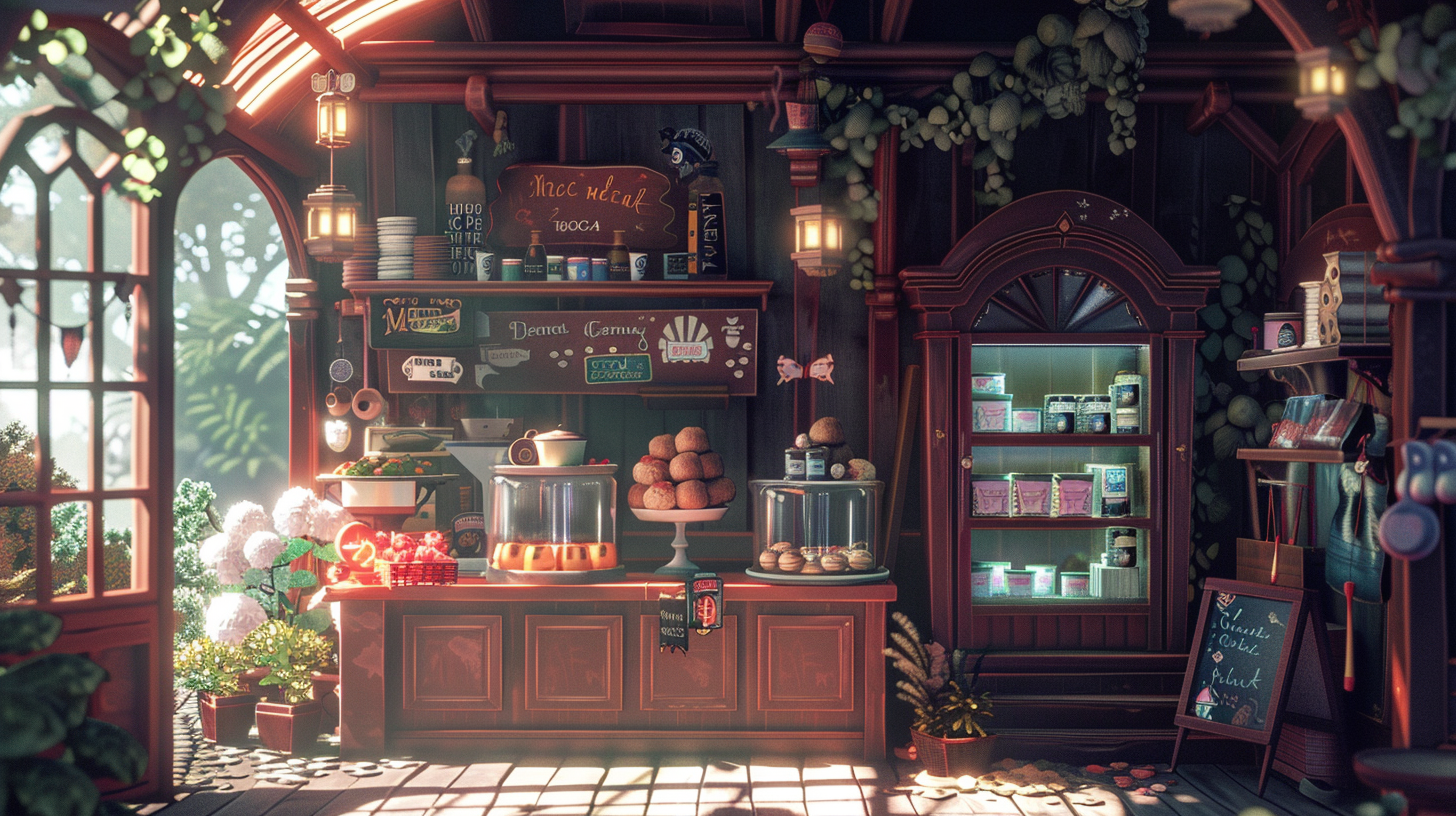The scenery of a magical village, including village streets and village shops, has been realized. 
The scenery of a magical village, including village streets and village shops, has been realized.