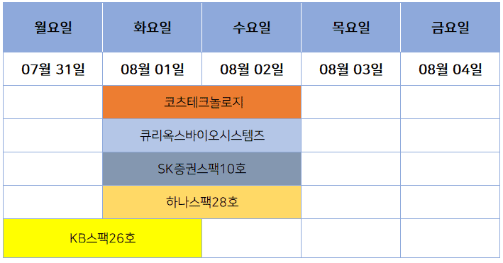 8월 공모주 청약일정