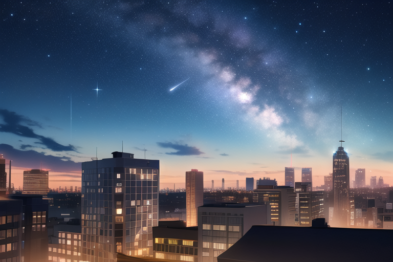 starry sky and city