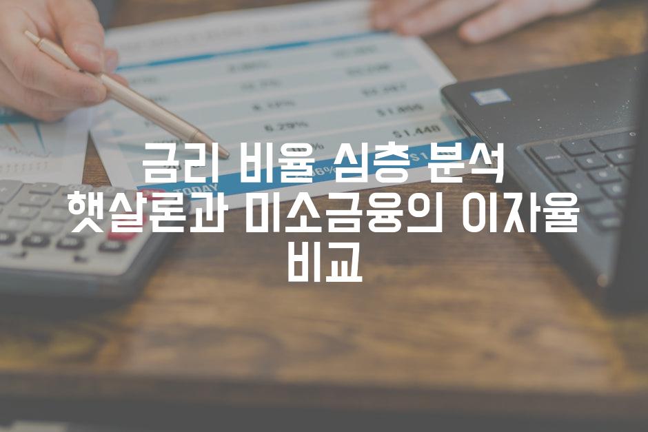 금리 비율 심층 분석 햇살론과 미소금융의 이자율 비교