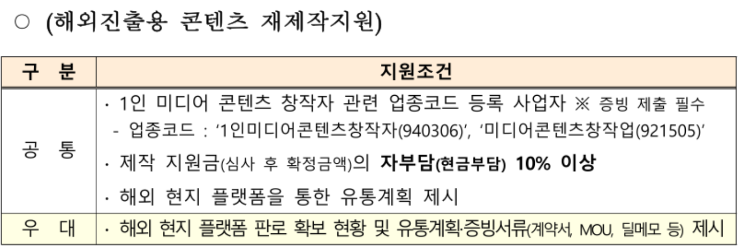 해외 진출을 위한 콘텐츠 제작 지원