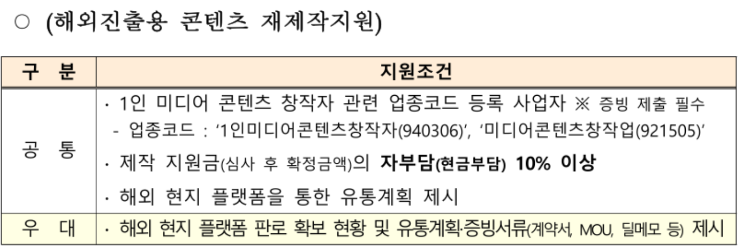 해외진출용 콘텐츠 제작지원