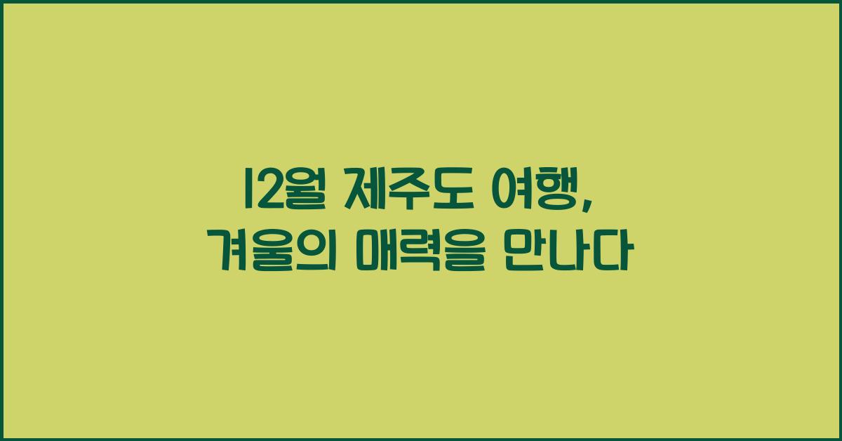 12월 제주도 여행