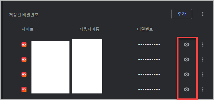  크롬 브라우저에 저장되어 있는 패스워드 보는 방법