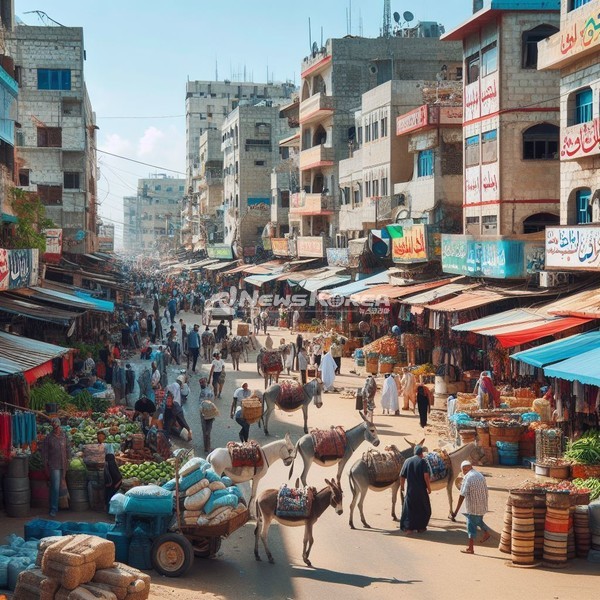 가자지구 내 시장의 모습