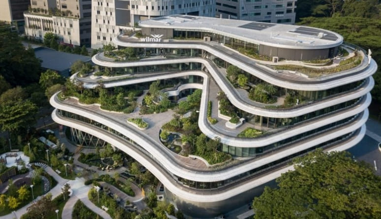 싱가포르 오피스 블록 아래 &#39;정원 테라스 계단&#39; Eric Parry Architects staggers &quot;cascade of garden terraces&quot; down Singapore office block